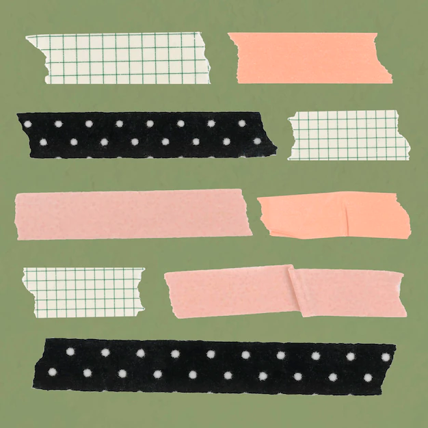 Free Vector | Peachy washi tape sticker, cute pattern, collage element vector set