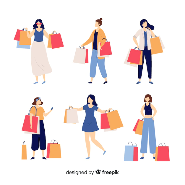 Free Vector | People carrying shopping bags collection