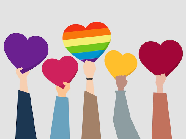 Free Vector | People holding up hearts illustration
