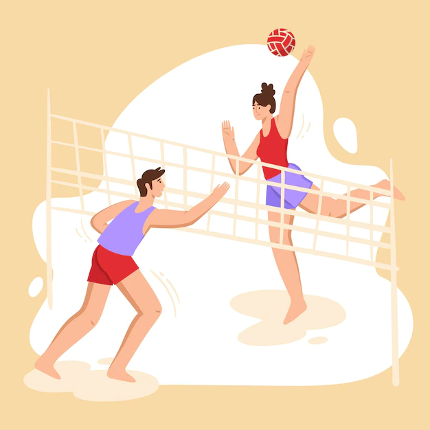 Free Vector | People playing volleyball outdoors