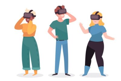 Free Vector | People using vr glasses