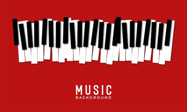 Free Vector | Piano keys closeup on a red background the concept of musical instruments