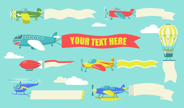 Free Vector | Planes with flying banners set