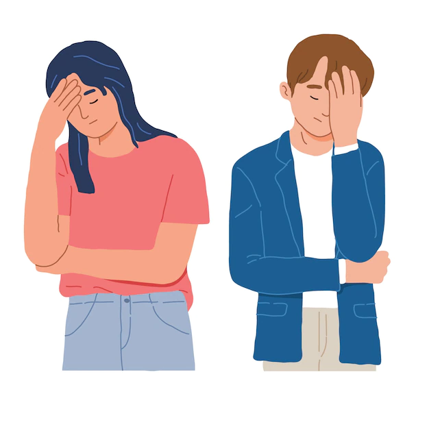 Free Vector | Portrait of a man and woman with facepalm gestures