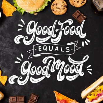 Free Vector | Positive lettering with food