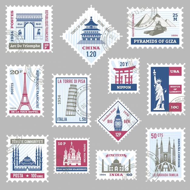 Free Vector | Postage stamps set