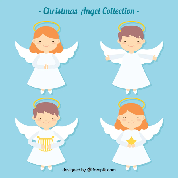 Free Vector | Pretty christmas angels in flat design