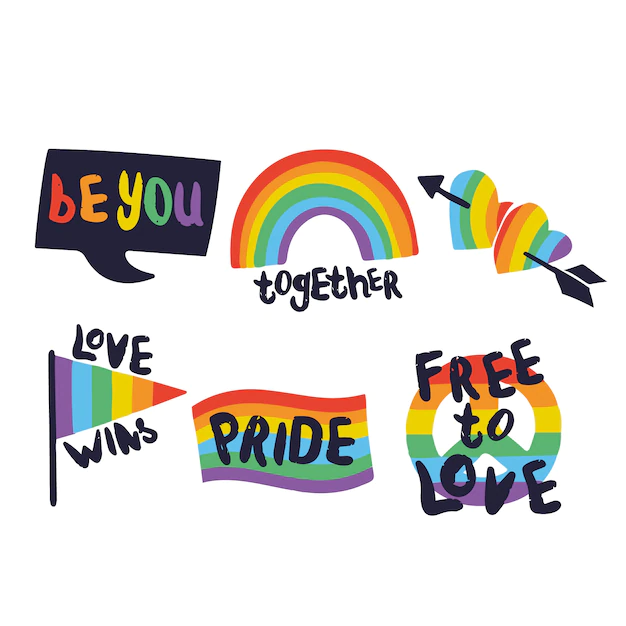 Free Vector | Pride day labels with flag collection
