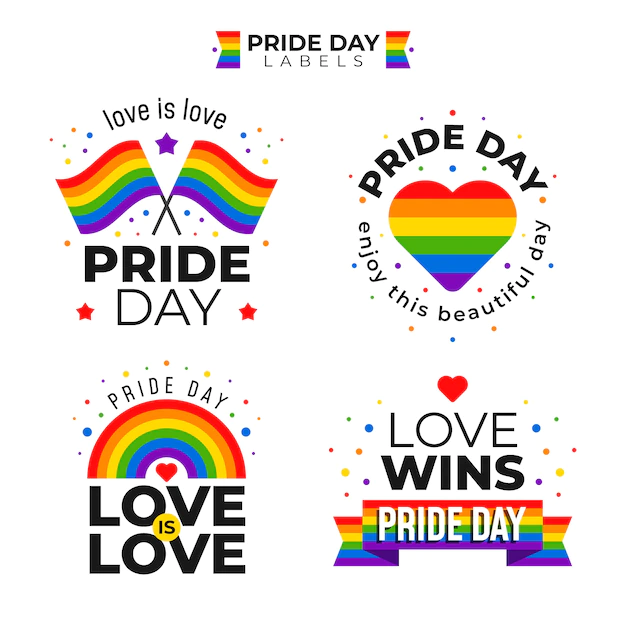 Free Vector | Pride day labels with flag set