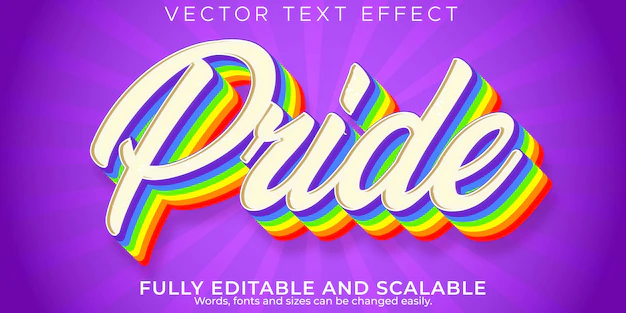Free Vector | Pride retro, vintage text effect, editable 70s and 80s text style
