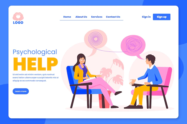 Free Vector | Psychological help - landing page