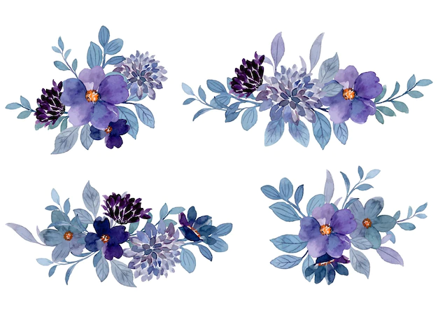 Free Vector | Purple floral arrangement collection with watercolor