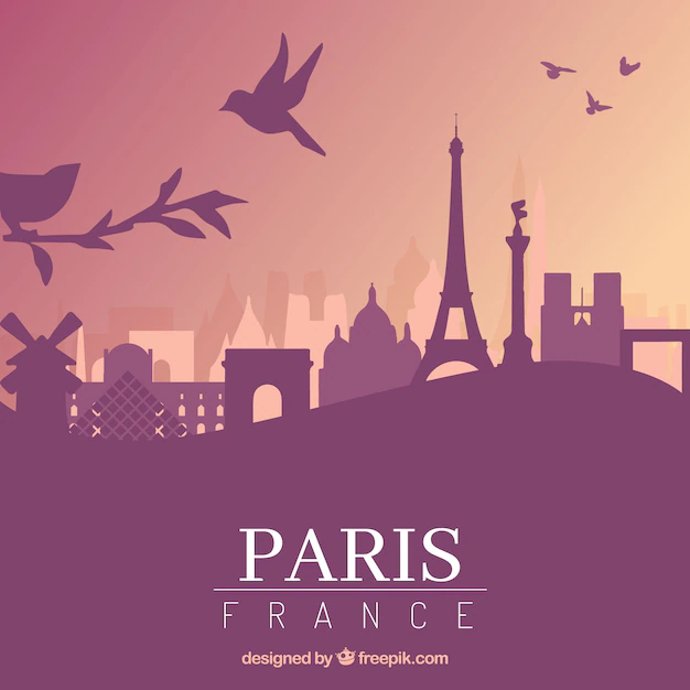 Free Vector | Purple skyline of paris design