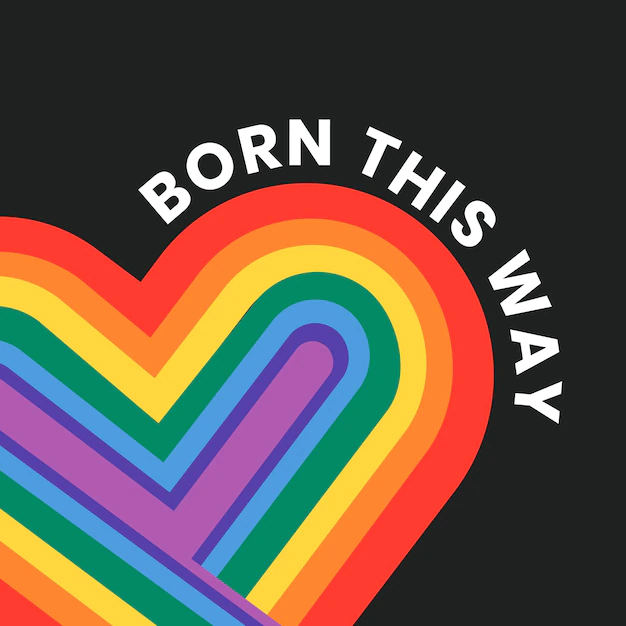 Free Vector | Rainbow heart template  lgbtq pride month with born this way text