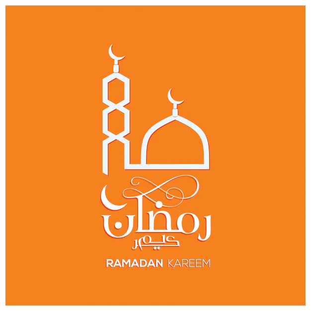 Free Vector | Ramadan kareem design with mosque on orange background