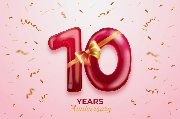 Free Vector | Realistic 10th anniversary or birthday
