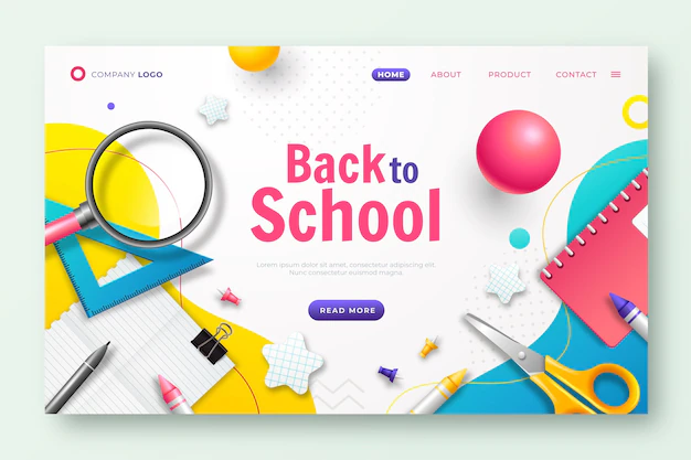 Free Vector | Realistic back to school landing page template