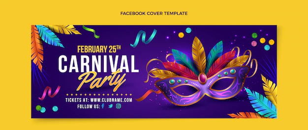 Free Vector | Realistic carnival social media cover template