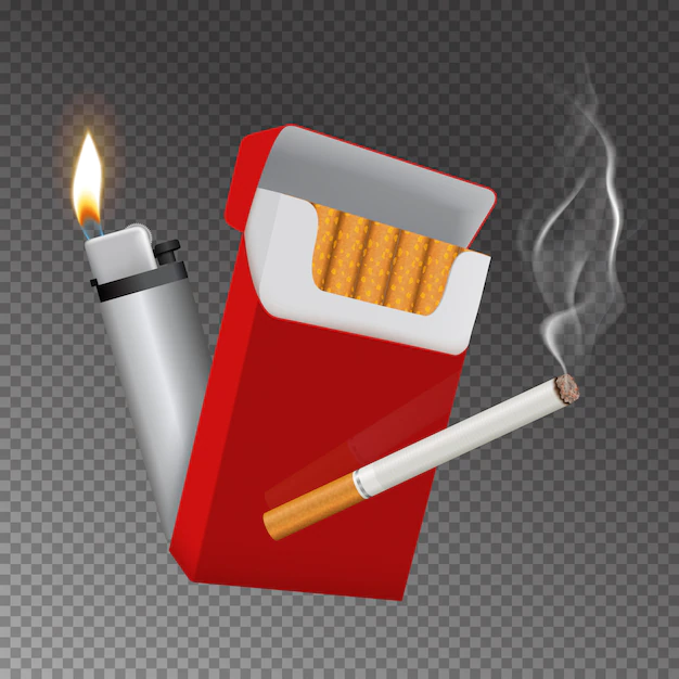 Free Vector | Realistic cigarette pack and lighter composition