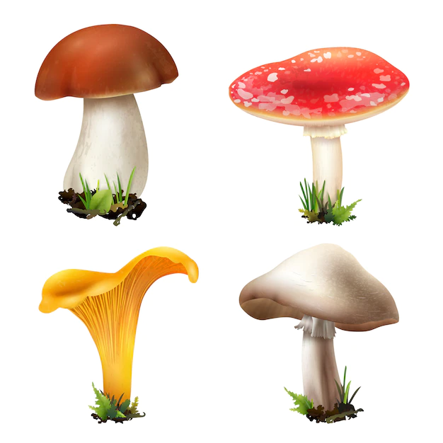 Free Vector | Realistic forest mushrooms collection