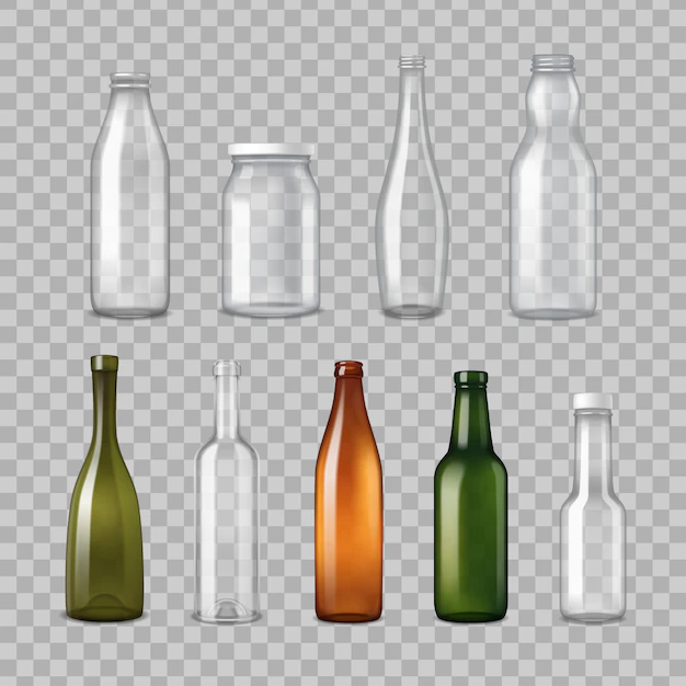 Free Vector | Realistic glass bottles transparent set