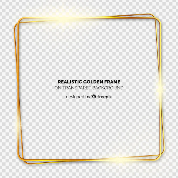 Free Vector | Realistic golden frame on transparent background