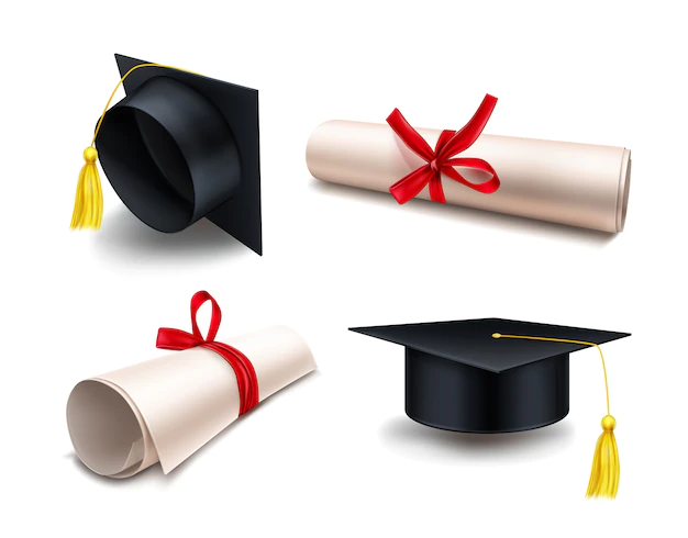 Free Vector | Realistic graduate caps collection