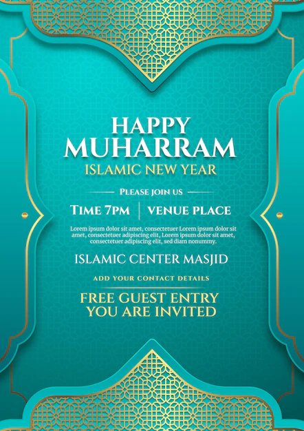 Free Vector | Realistic islamic new year vertical poster template