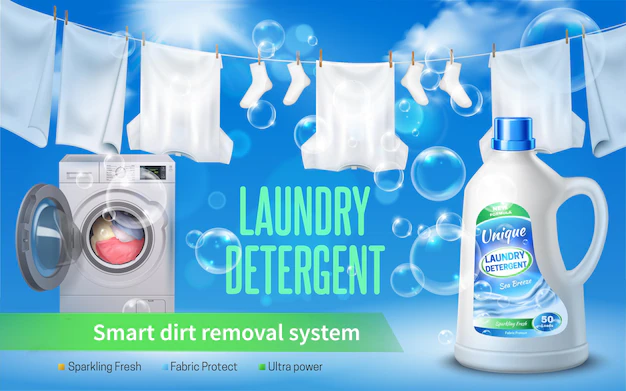 Free Vector | Realistic laundry detergent ad