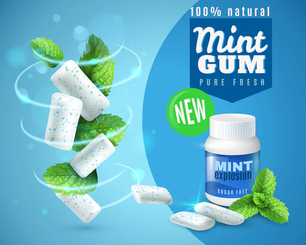 Free Vector | Realistic mint gum poster