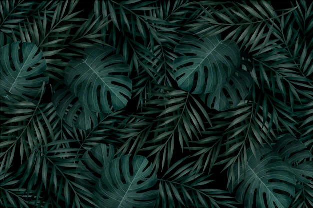 Free Vector | Realistic monochromatic tropical leaves background