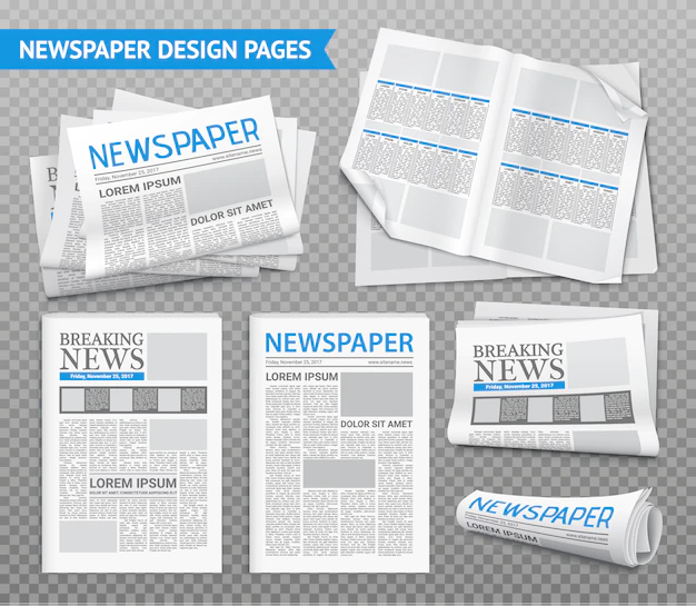 Free Vector | Realistic newspaper transparent set