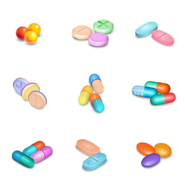 Free Vector | Realistic pills icons set