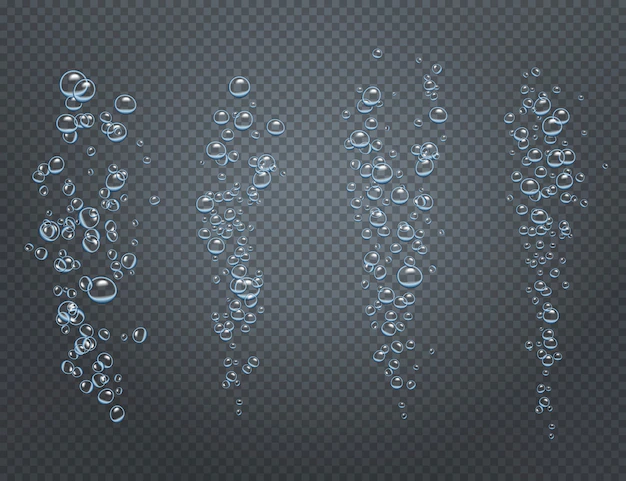 Free Vector | Realistic set of underwater fizzy streams consisting of ascending air bubbles