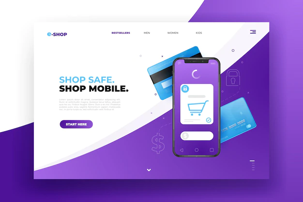 Free Vector | Realistic shopping online landing page