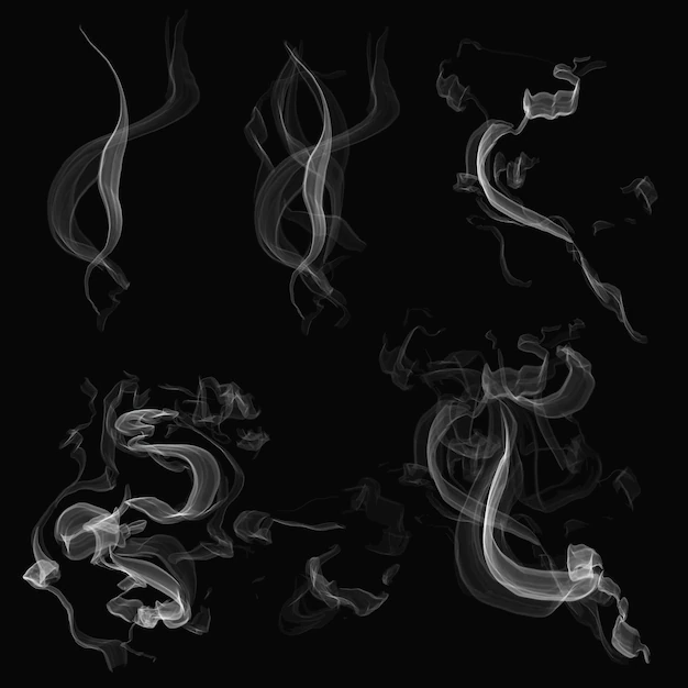 Free Vector | Realistic smoke element vector set in black background