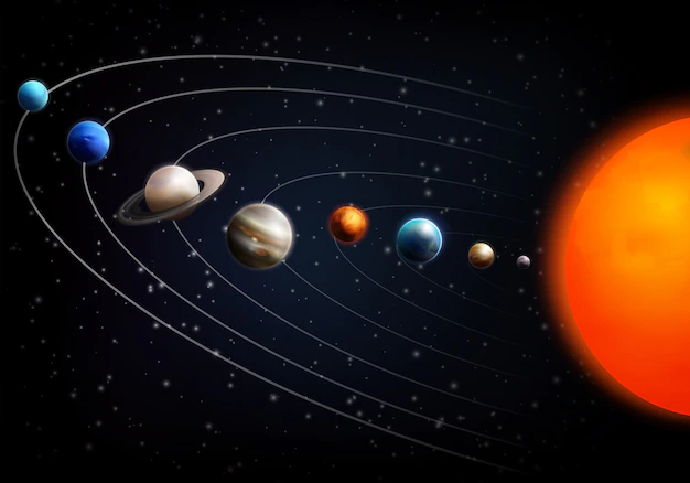 Free Vector | Realistic space background with all planets