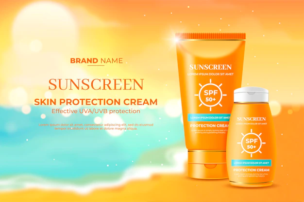 Free Vector | Realistic sunscreen ad