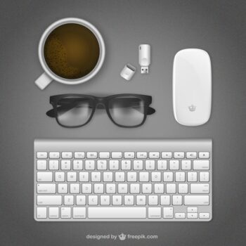 Free Vector | Realistic workspace with keyboard