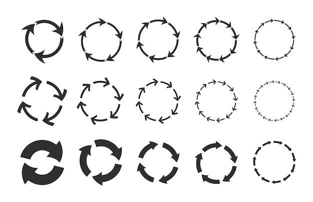 Free Vector | Recycling circular arrows set