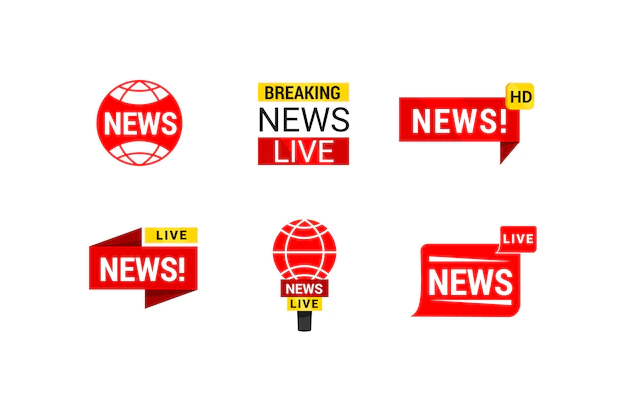 Free Vector | Red and yellow news business company logo