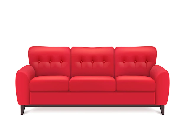 Free Vector | Red leather sofa realistic illustration