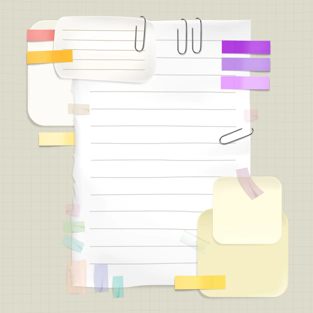 Free Vector | Reminders and message notes illustration of memo stickers and paper pages for to-do list