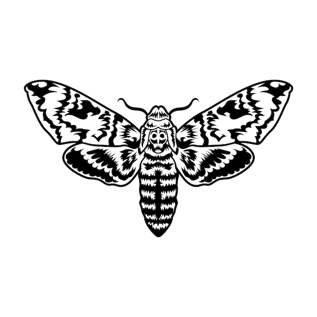 Free Vector | Retro black moth. clipart illustration