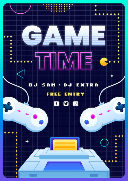 Free Vector | Retro gaming poster template