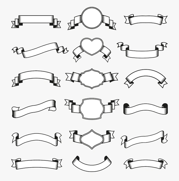 Free Vector | Ribbon monochrome set