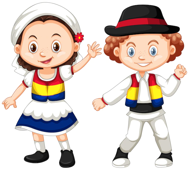 Free Vector | Romania children in traditional outfit