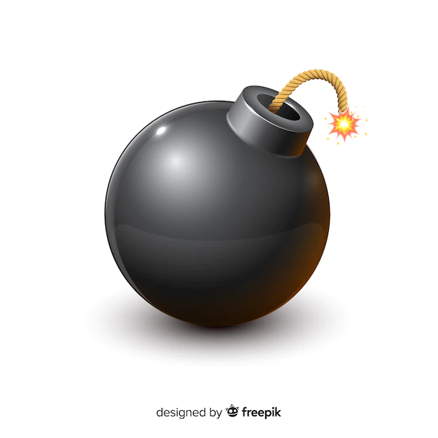 Free Vector | Round black bomb realistic style