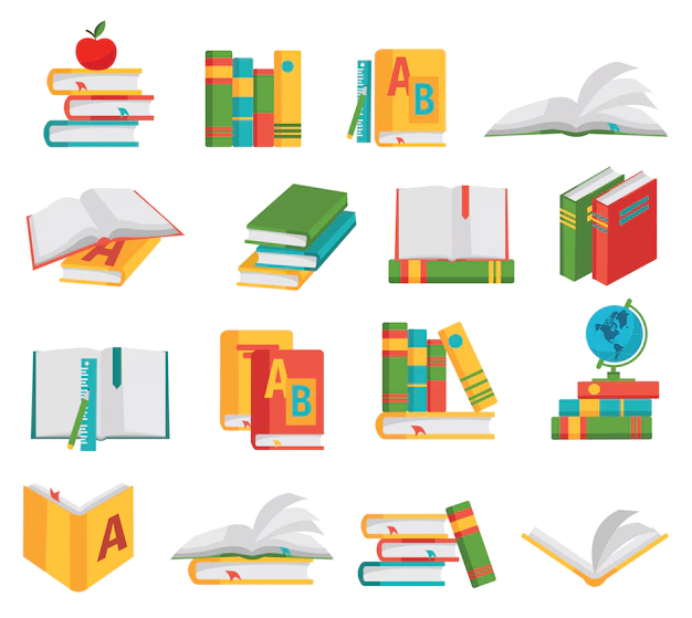 Free Vector | School books elements set