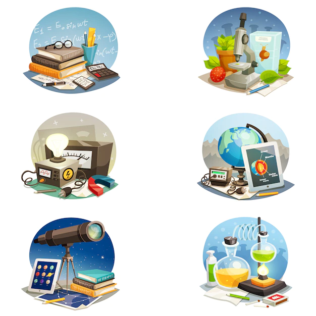 Free Vector | Science cartoon set